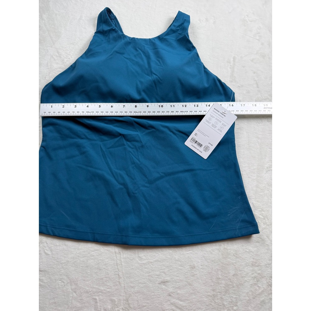 Athleta Marina Tankini Swim Top Teal Blue High Neck Recycled UPF 40+ Large NEW - Picture 4 of 8